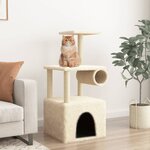 vidaXL Arbre à chat avec griffoirs en sisal crème 109 5 cm