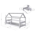 Lit cabane avec étagère 120 x 190 naturel et blanc