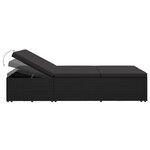 vidaXL Chaise longue convertible avec coussin Résine tressée Noir