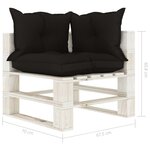 vidaXL Canapé d'angle palette de jardin avec coussins noir Bois