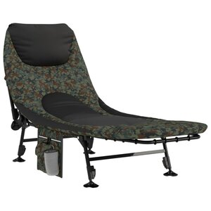 vidaXL Lit de pêche avec pieds à boue réglables pliable camouflage