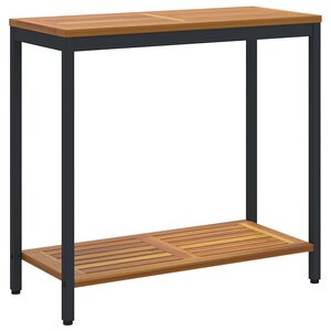 vidaXL Table de jardin avec stockage Naturel et noir 80 x 35 x 75 cm