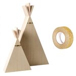 2 étagères bois Tipi 45 et 26 cm + masking tape doré à paillettes 5 m