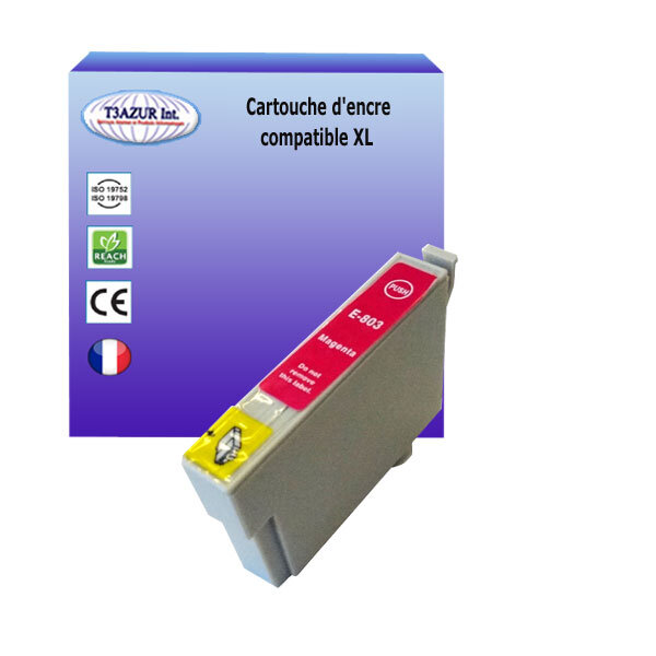 Cartouche Compatible pour Epson Stylus Photo PX800FW, PX810FW, PX820FWD, PX830FWD remplace Epson T0803  Magenta - T3AZUR