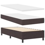 vidaXL Lit à ressorts avec matelas et lumière LED - Marron foncé  90 x 200 cm  tissu