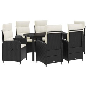 vidaXL Ensemble de salle à manger pour jardin 7 pc Noir et blanc crème