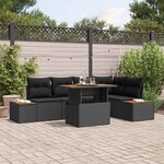 vidaXL Ensemble de canapé de jardin 6 Pièces Noir Poly rotin