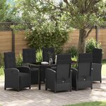vidaXL Ensemble de salle à manger pour jardin 7 Pièces Noir polyrotin