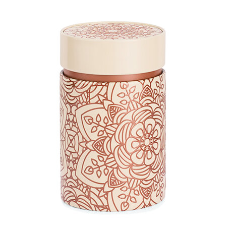 Petite boite mandala fond beige pour le thé contenance 150 gr