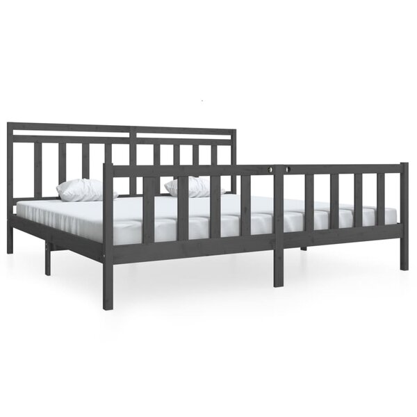 vidaXL Cadre de lit Gris Bois massif 200x200 cm