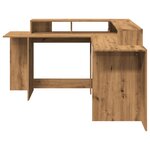 vidaXL Bureau avec lumières LED chêne artisanal bois d'ingénierie