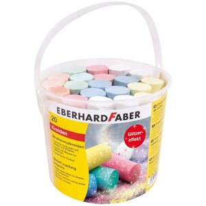 Faber-Castell 526520 - Craies de rue pailletées Seau de 20 craies de couleur
