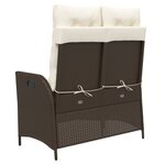 vidaXL Banc inclinable de jardin avec coussins marron résine tressée
