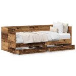 vidaXL Cadre de lit de jour avec tiroirs Bois ancien 75 x 190 cm