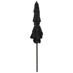 vidaXL Parasol de jardin à 3 niveaux avec mât en aluminium noir 2x2 m