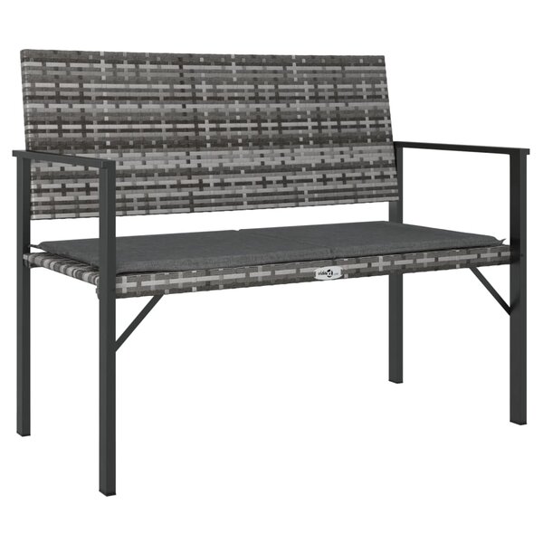 vidaXL Banc de jardin à 2 places avec coussin gris résine tressée