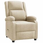 vidaXL Fauteuil inclinable Crème Tissu