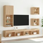 vidaXL Unités murales TV avec LED 5 Pièces chêne sonoma bois d'ingénierie