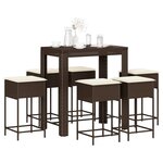 vidaXL Ensemble de bar de jardin avec coussins 7 Pièces marron poly rotin