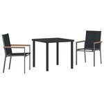 vidaXL Ensemble de salle à manger pour jardin 3 Pièces Noir