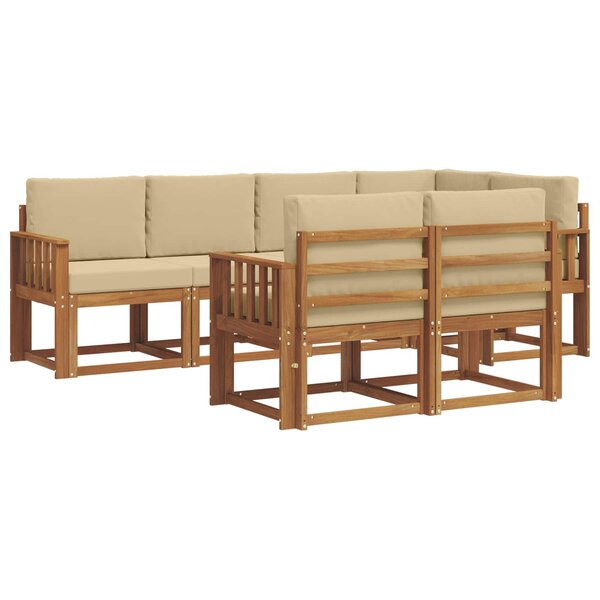 vidaXL Ensemble de canapés d'extérieur 7 pc Naturel et Beige