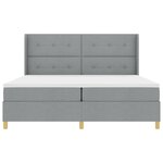 lit box avec matelas et lumière LED gris clair 200x200 cm en tissu