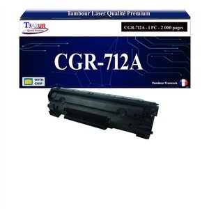 T3AZUR -Toner compatible avec Canon 712 (1870B002) pour Canon LBP3010  LBP3100  LBP-3010  LBP-3100