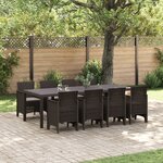vidaXL Ensemble de salle à manger de jardin de 9 pièces marron en poly rattan
