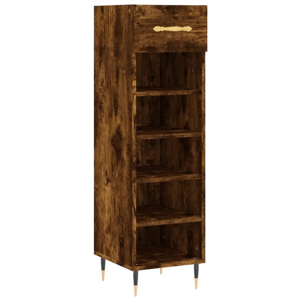 vidaXL Meuble à chaussures chêne fumé 30x35x105 cm bois d'ingénierie
