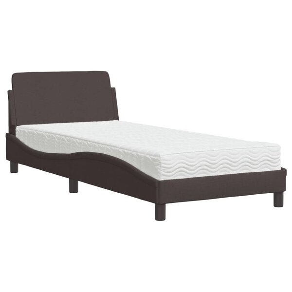 vidaXL Lit avec matelas Dover marron foncé 80x200 cm tissu