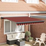 vidaXL Auvent Rétractable Rouge et Noir 350 x 250 cm Tissu et Métal