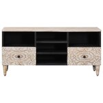 vidaXL Meuble TV Blanc 100 x 33 5 x 46 cm Bois de mangue massif