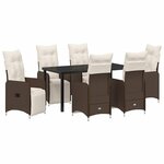 vidaXL Ensemble de salle à manger pour jardin 7 Pièces Marron Poly rotin