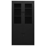 Armoire de bureau avec 3 étagères réglables rangement sécurisé 90 x 40 x 180 cm en acier noir 02_0046808
