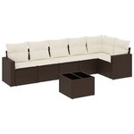 vidaXL Salon de jardin avec coussins 7 Pièces marron résine tressée