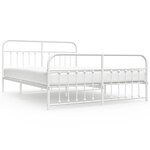 vidaXL Cadre de lit métal sans matelas et pied de lit blanc 160x200 cm