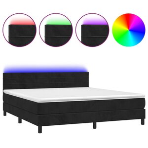 vidaXL Sommier à lattes de lit avec matelas et LED Noir 180x200 cm