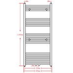 vidaXL Sèche-serviettes eau chaude à rails incurvés gris 500 x 1160 mm