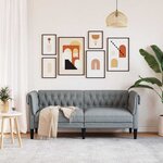 vidaXL Canapé Chesterfield 2 places gris clair tissu