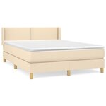 vidaXL Sommier à lattes de lit avec matelas Crème 140x200 cm Tissu