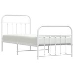 vidaXL Cadre de lit métal sans matelas avec pied de lit blanc 90x200cm
