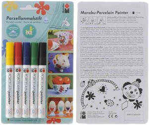 Feutre de peinture 'porcelain painter' 1-2 mm blister de 5 coloris vif marabu