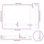 vidaXL Pieds de table à manger en acier naturel 2 pièces 100 x (72-73) cm Acier