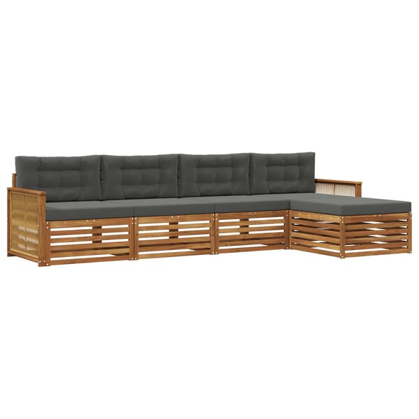 vidaXL Ensemble de canapés d'extérieur 5 Pièces Naturel et Anthracite