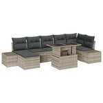 vidaXL Ensemble de salon de jardin 8 pièces avec coussins Gris clair en poly rattan