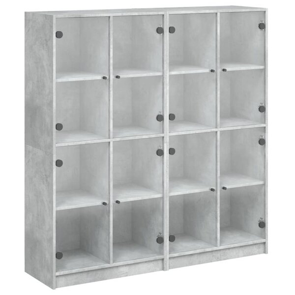 vidaXL Bibliothèque avec portes gris béton 136x37x142 cm