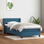 vidaXL Sommier à lattes de lit et matelas bleu foncé 90x210 cm velours