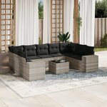 vidaXL Salon de jardin avec coussins 10 Pièces gris clair résine tressée
