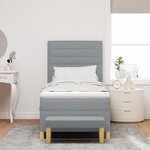 vidaXL Lit avec sommier et banc gris clair 100x200 cm tissu