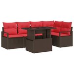 vidaXL Ensemble de canapé de jardin 6 Pièces Marron Poly rotin